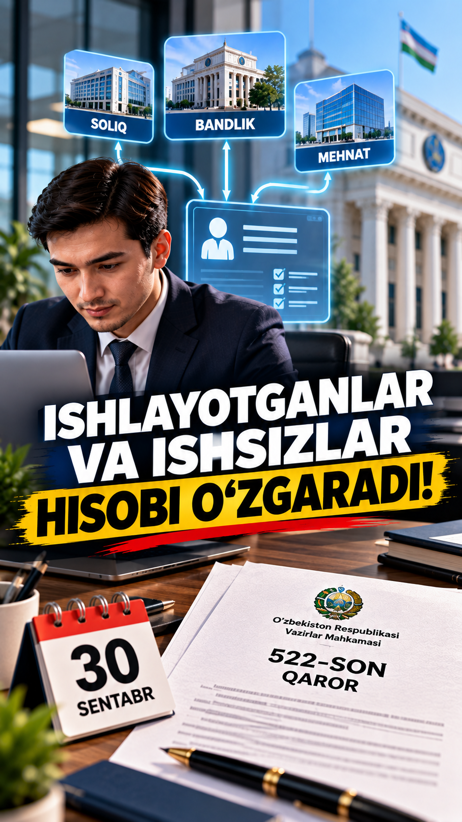 O‘zbekistonda bandlik va ishsizlikni hisobga olish tartibi o‘zgarmoqda.