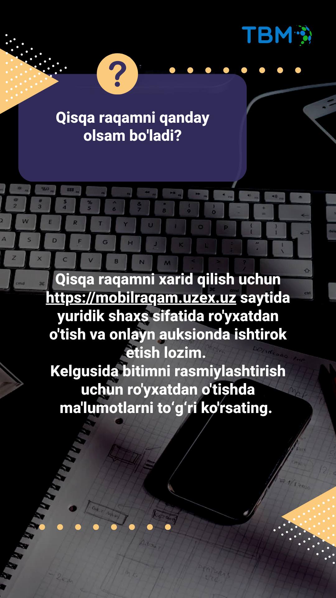 Biznesingiz uchun esda qolarli qisqa raqam olmoqchimisiz? Buning tartibi qanday?